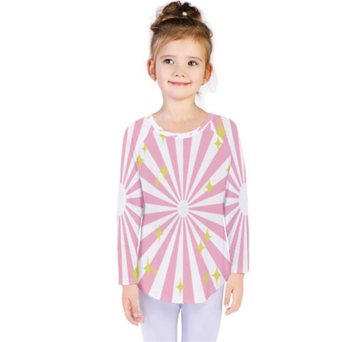 Hurak Pink Star Yellow Hole Sunlight Light Kids  Long Sleeve Tee by Mariart