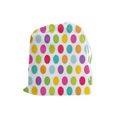 Polka Dot Yellow Green Blue Pink Purple Red Rainbow Color Drawstring Pouches (large)  by Mariart