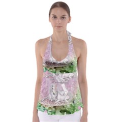Wonderful Unicorn With Foal On A Mushroom Babydoll Tankini Top by FantasyWorld7