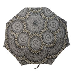 Celestial Pinwheel Of Pattern Texture And Abstract Shapes N Brown Folding Umbrellas by Nexatart