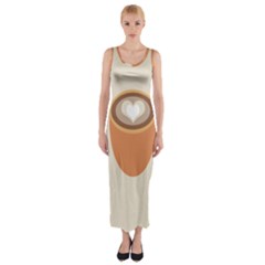 Artin Coffee Chocolate Brown Heart Love Fitted Maxi Dress by Mariart