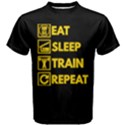 Black & Yellow Eat Sleep Train Repeat Men s Cotton Tee View1