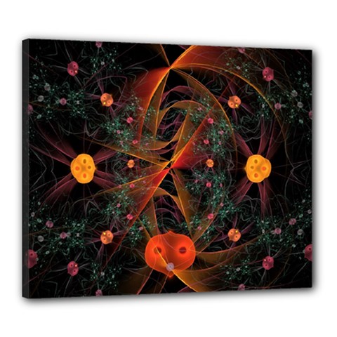Fractal Wallpaper With Dancing Planets On Black Background Canvas 24  X 20  by Nexatart