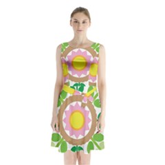 Flower Floral Sunflower Sakura Star Leaf Sleeveless Chiffon Waist Tie Dress by Mariart