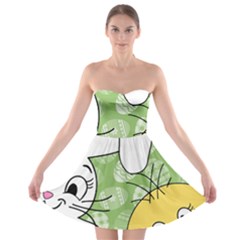 Easter Bunny And Chick  Strapless Bra Top Dress by Valentinaart