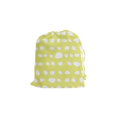 Polkadot White Yellow Drawstring Pouches (small)  by Mariart