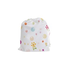 Flower Floral Star Balloon Bubble Drawstring Pouches (small)  by Mariart
