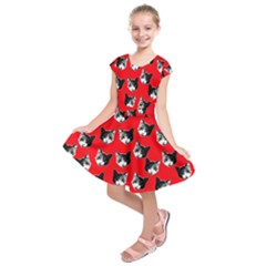 Cat Pattern Kids  Short Sleeve Dress by Valentinaart