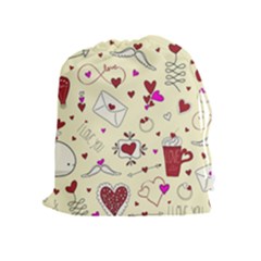 Valentinstag Love Hearts Pattern Red Yellow Drawstring Pouches (extra Large) by EDDArt