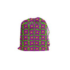 Bohemian Big Flower Of The Power In Rainbows Drawstring Pouches (small)  by pepitasart