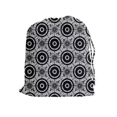 Geometric Black And White Drawstring Pouches (extra Large) by linceazul