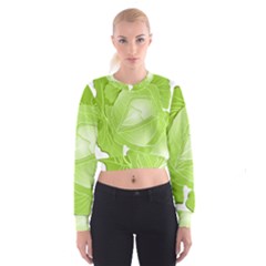 Cabbage Leaf Vegetable Green Cropped Sweatshirt by Mariart