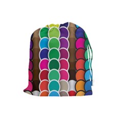 Circle Round Yellow Green Blue Purple Brown Orange Pink Drawstring Pouches (large)  by Mariart
