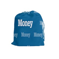 Money White Blue Color Drawstring Pouches (large)  by Mariart