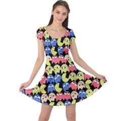 Pacman Seamless Generated Monster Eat Hungry Eye Mask Face Color Rainbow Cap Sleeve Dresses by Mariart