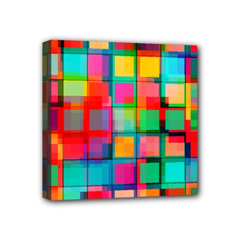 Plaid Line Color Rainbow Red Orange Blue Chevron Mini Canvas 4  X 4  by Mariart
