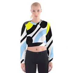 Circle Line Chevron Wave Black Blue Yellow Gray White Cropped Sweatshirt by Mariart