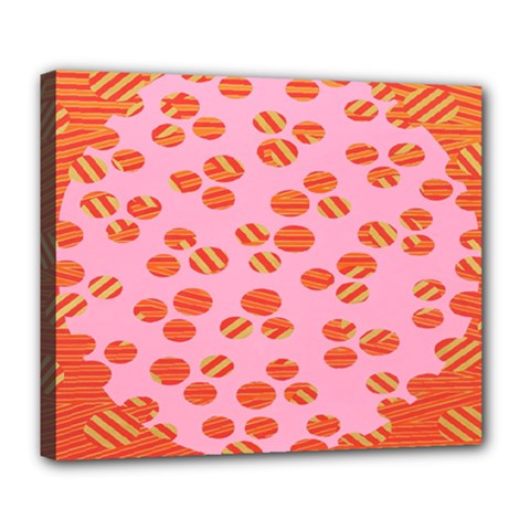 Distance Absence Sea Holes Polka Dot Line Circle Orange Chevron Wave Deluxe Canvas 24  X 20   by Mariart