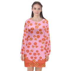 Distance Absence Sea Holes Polka Dot Line Circle Orange Chevron Wave Long Sleeve Chiffon Shift Dress  by Mariart
