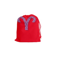 Illustrated Zodiac Red Star Purple Drawstring Pouches (small)  by Mariart