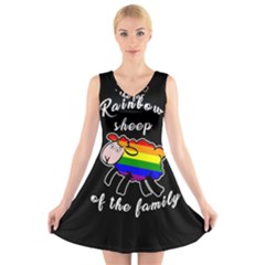 Rainbow Sheep V-neck Sleeveless Skater Dress by Valentinaart