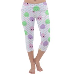 Egg Easter Smile Face Cute Babby Kids Dot Polka Rainbow Capri Yoga Leggings by Mariart