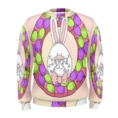 Make An Easter Egg Wreath Rabbit Face Cute Pink White Men s Sweatshirt by Mariart