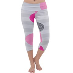 Polkadot Circle Round Line Red Pink Grey Diamond Capri Yoga Leggings by Mariart