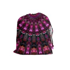 Pink Vortex Half Kaleidoscope  Drawstring Pouches (large)  by KirstenStar