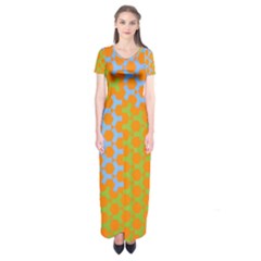 Green Blue Orange Short Sleeve Maxi Dress by Mariart