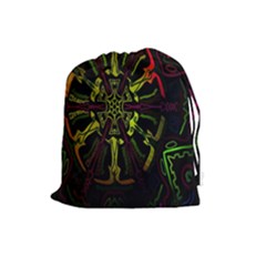 Inner Peace Star Space Rainbow Drawstring Pouches (large)  by Mariart