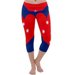 Love Heart Star Circle Polka Moon Red Blue White Capri Yoga Leggings by Mariart