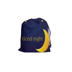 Star Moon Good Night Blue Sky Yellow Light Drawstring Pouches (small)  by Mariart