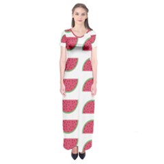 Watermelon Pattern Short Sleeve Maxi Dress by Nexatart