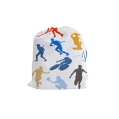 Sport Player Playing Drawstring Pouches (medium)  by Mariart
