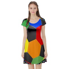 Team Soccer Coming Out Tease Ball Color Rainbow Sport Short Sleeve Skater Dress by Mariart