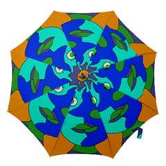 Visual Face Blue Orange Green Mask Hook Handle Umbrellas (small) by Mariart