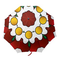 Flower Rose Glass Church Window Folding Umbrellas by Nexatart
