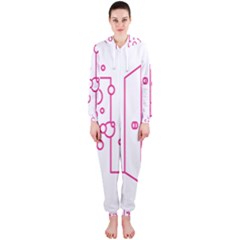 Deep Clean Bubbel Door Pink Polka Circle Hooded Jumpsuit (ladies)  by Mariart