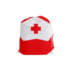 Tabla Laboral Sign Red White Drawstring Pouches (medium)  by Mariart