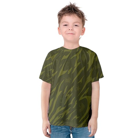 Linux Logo Camo Green Kids  Cotton Tee by bullshitdesign