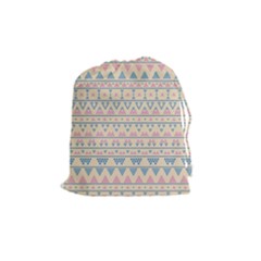 Blue And Pink Tribal Pattern Drawstring Pouches (medium)  by berwies