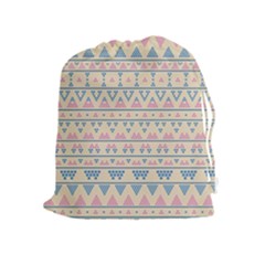 Blue And Pink Tribal Pattern Drawstring Pouches (extra Large) by berwies