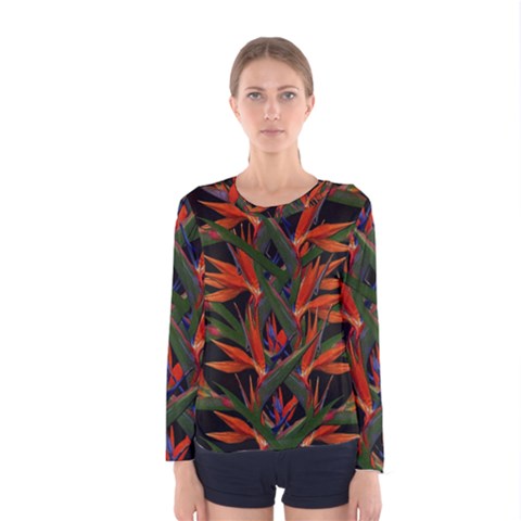 Bird Of Paradise Women s Long Sleeve Tee by Valentinaart