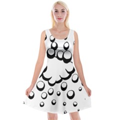 Splash Bubble Black White Polka Circle Reversible Velvet Sleeveless Dress by Mariart