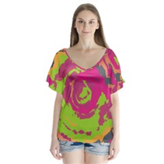 Abstract Art Flutter Sleeve Top by ValentinaDesign