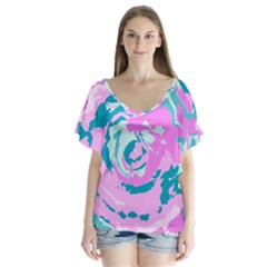 Abstract Art Flutter Sleeve Top by ValentinaDesign