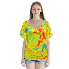 Abstract Art Flutter Sleeve Top by ValentinaDesign