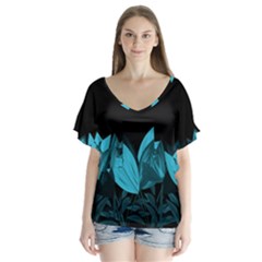 Tulips Flutter Sleeve Top by ValentinaDesign