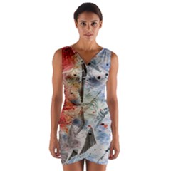 Abstract Design Wrap Front Bodycon Dress by ValentinaDesign